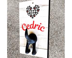 Personalized leash holder for wall with dog butt hook