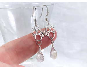 Ametrine and rhodium pink champagne bubble earrings.