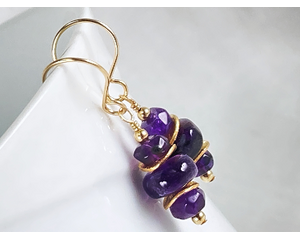 Dark purple amethyst and gold earrings by MariesGems