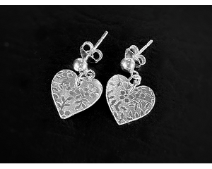 Sterling silver heart earrings with sterling posts
