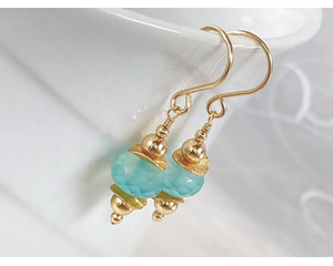 Aqua chalcedony and 14K gold filled earrings by MariesGems.