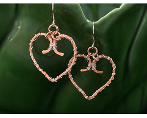 Copper wire heart earrings wire wrapped with sterling silver filled wire by MariesGems.