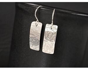 Hammered sterling silver bar earrings by MariesGems.