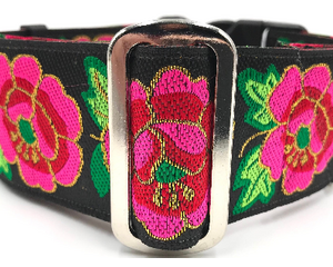 satin lined wide buckle dog collar or wide martingale dog collar for large dog