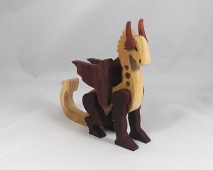 Handmade Wood Dragon Fantasy Animal Toy Figurine Made From Select Grade Hardwoods and Finished with Oil and Bees Wax