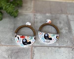 Boho earrings, wood and acrylic boho earrings