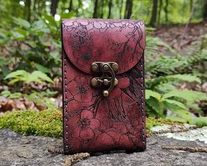 This is a Premium Leather Tarot Card Case covered on the front, back bottom and top with cherry blossoms - or Sakura. It's a handmade tarot deck box which has been hand dyed in Mahogany, and hand stitched in dark graphite grey. There's much to love about this Japanese inspired floral tarot card holder.

This premium leather case is hand dyed in Mahogany. The mahogany dye produces an antique look with many shades of red tones that wash over the entire case. The natural character of the real full grain leather combined with the hand dying process makes each case unique. 

Featuring artwork permanently etched into the leather in black:

The Sakura / Cherry Blossom art has been permanently engraved into the leather. The sakura branches and blossoms move completely around the case front to bottom to back to top, creating a wonderful flow and energy about it.