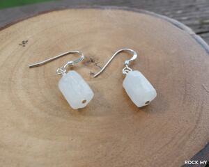 Natural Moonstone Dangle Drop Earrings with Sterling Silver Ear wires by Rock My Zen