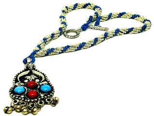 Handmade Blue Silver Spiral with Pendant Necklace