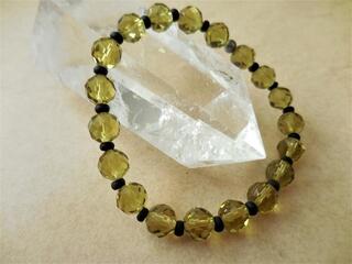 Crystal Stretch Bracelet in Light Olive Green