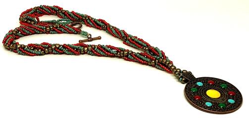 Handmade Red Turquoise Spiral with Pendant Necklace