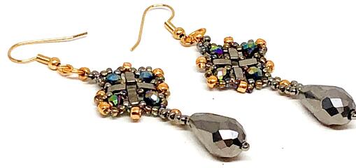 Handmade Silver Gold Diamond with Drop Earrings