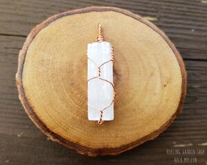 Selenite Wire Wrapped Pendant Necklace by Rock My Zen