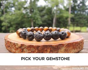 Custom Lava Essential Oil Beaded Elastic Bracelet by Rock My Zen