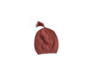 Handknit Copper Color Hat knit in Merino wool with tassel
