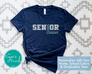 Class of 2025 Senior Graduation Shirt in School Colors Personalized with Name, Custom Class of 2025 Senior Shirt, Graduation Gift for Her, Graduate Shirt for Him