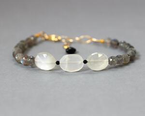Rainbow Moonstone and Labradorite Bracelet