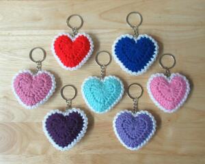 Crochet Heart Keychain