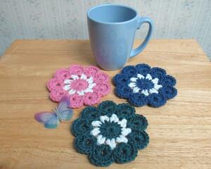 Crochet Flower Coasters, Country Colors