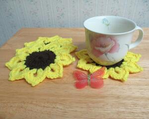 Sunflower Crochet Coasters