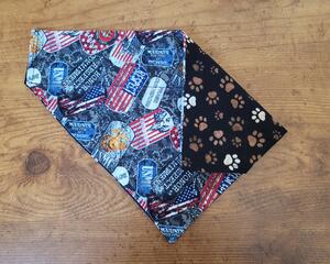 Over the Collar Reversible dog Bandana - Military Dog Tags and Paw Prints