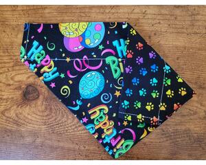 Over the Collar Reversible Dog Bandana - Birthday / Paw Print