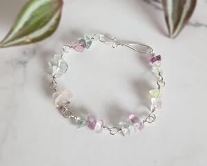 Rainbow Fluorite Sterling Silver Bracelet