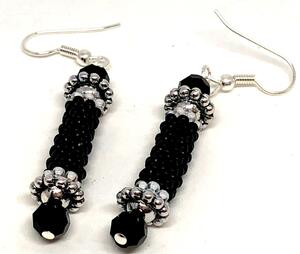 Handmade Black and White Tube Earrings