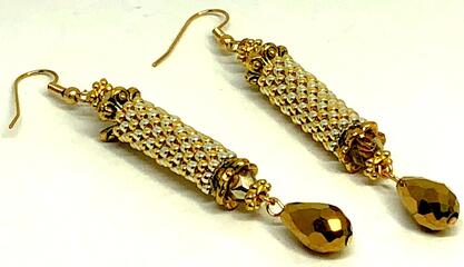 Handmade Gold Silver Pear Drops Earrings