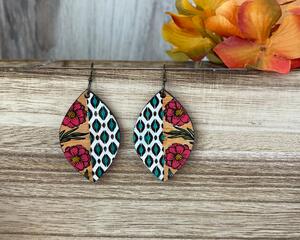 Southwest aztec floral statement earrings, southwest boho earrings