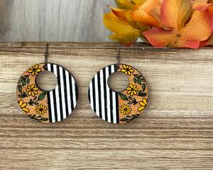 Southwest Striped Floral Boho Earrings