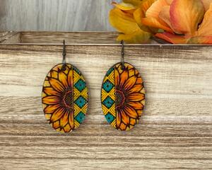 Southwest Aztec Sunflower Earrings