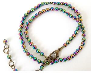 Skinny rainbow hematite beaded choker necklace.
