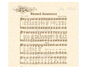 Blessed Assurance Hymn On Parchment With Flowers By Fanny J Crosby 8x10 Sheet Music Wall Art Digital Download Printable DIY Vintage Verses