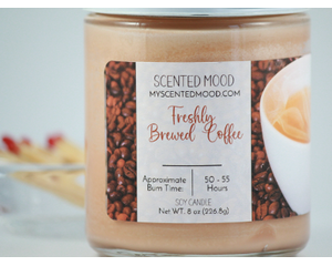 brown coffee scented soy candle.