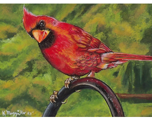 Closeup of the cardinal painting