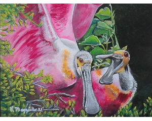 Spoonbill bird painting
