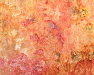 Ice dyed fabric in shades of peach and terracotta, handmade fabric , hand dyed fabric