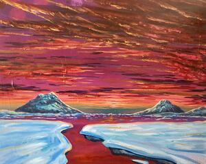 "Ice Flow" Arctic Alaskan Landscape Original Chris Wakefield mixed media Painting