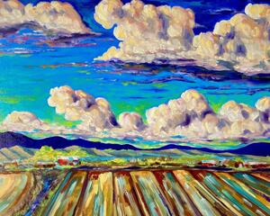 "The Fields Of Home" Landscape Original Chris Wakefield Oil Painting on Canvas