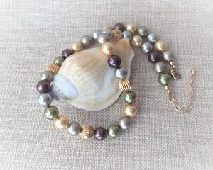 Swarovski crystal pearl necklace with gold accents