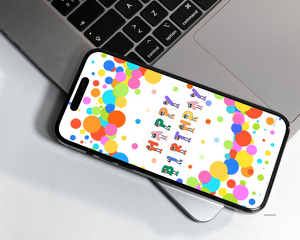 Colorful Dancing Happy Birthday On A Colorful Dotted Background On A Mobile Phone