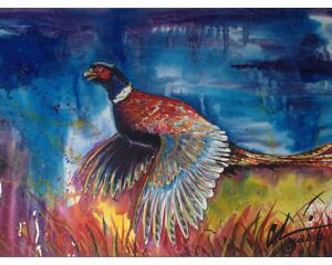 "Startled Flight" Pheasant Original Chris Wakefield Watercolor Painting 