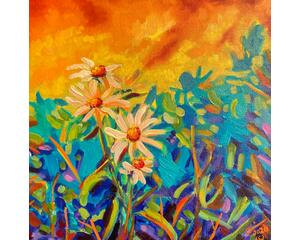 "Daisyscape 1" Original Chris Wakefield Oil On Canvas