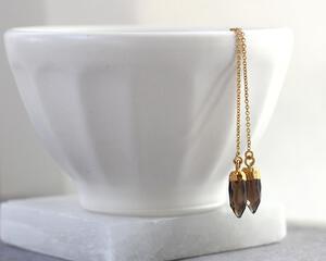 Smoky Quartz Threader Point Earrings