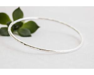 14 Gauge fine silver hammered texture bangle stacking bracelet.