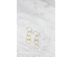 Solid 18k gold triple hoop hook earrings.