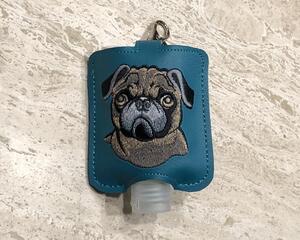 Embroidered Pug Hand Sanitizer Holder