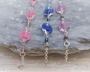 Vintage glass cushion bead bracelets in pink lavender or blue