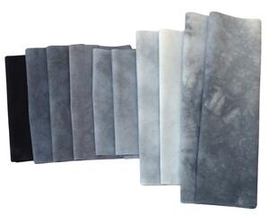 Hand dyed bundle, small cuts of blue gray quilting cotton